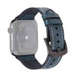 Ostrich Texture Leather Replacement Watchbands For Apple Watch Series 6 & SE & 5 & 4 44mm / 3 & 2 & 1 42mm(Navy Blue)