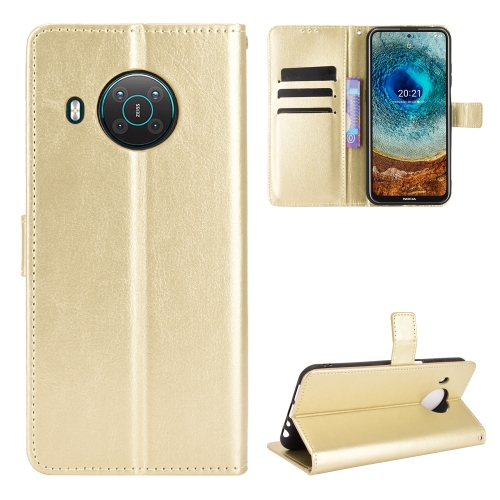 For Nokia X10 / X20 Crazy Horse Texture Horizontal Flip Leather Case with Holder & Card Slots & Lanyard(Gold)
