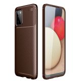 For Samsung Galaxy A03s EU Version Carbon Fiber Texture Shockproof TPU Case(Brown)