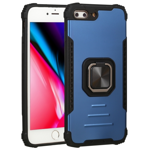 Fierce Warrior Series Armor All-inclusive Shockproof Aluminum Alloy + TPU Protective Case with Ring Holder For iPhone 7 Plus / 8 Plus(Blue)