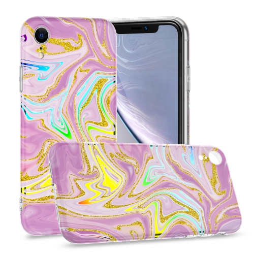 Laser Glitter Watercolor Pattern Shockproof Protective Case For iPhone XR(FD5)