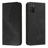 For Samsung Galaxy A02s EU Version Skin Feel Magnetic S-type Solid Color Horizontal Flip Leather Case with Holder & Card Slot & Wallet(Black)