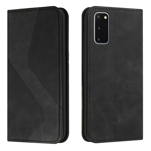 For Samsung Galaxy S20 Skin Feel Magnetic S-type Solid Color Horizontal Flip Leather Case with Holder & Card Slot & Wallet(Black)