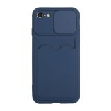 Sliding Camera Cover Design TPU Protective Case with Card Slot For iPhone 6s / 6(Dark Blue)