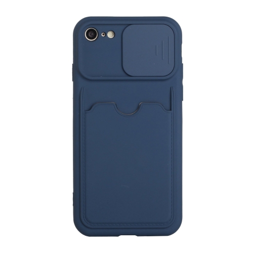 Sliding Camera Cover Design TPU Protective Case with Card Slot For iPhone 6s / 6(Dark Blue)