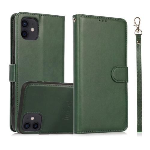 Calf Texture 2 in 1 Detachable Magnetic Back Cover Horizontal Flip Leather Case with Holder & Card Slots & Wallet & Photo Frame For iPhone 11 (Green)