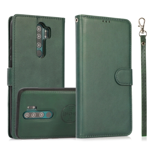 For Xiaomi Redmi Note 8 Pro Calf Texture 2 in 1 Detachable Magnetic Back Cover Horizontal Flip Leather Case with Holder & Card Slots & Wallet & Photo Frame (Green)