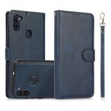For Samsung Galaxy A11 / M11 Calf Texture 2 in 1 Detachable Magnetic Back Cover Horizontal Flip Leather Case with Holder & Card Slots & Wallet & Photo Frame(Blue)