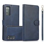 For Samsung Galaxy S20 FE Calf Texture 2 in 1 Detachable Magnetic Back Cover Horizontal Flip Leather Case with Holder & Card Slots & Wallet & Photo Frame(Blue)