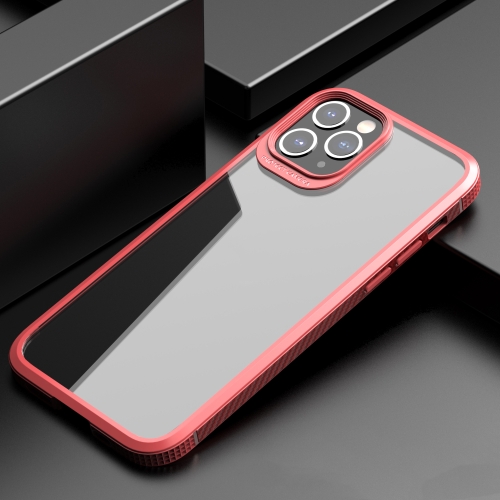iPAKY MG Series Carbon Fiber Texture Shockproof TPU+ Transparent PC Case For iPhone 11 Pro Max(Red)