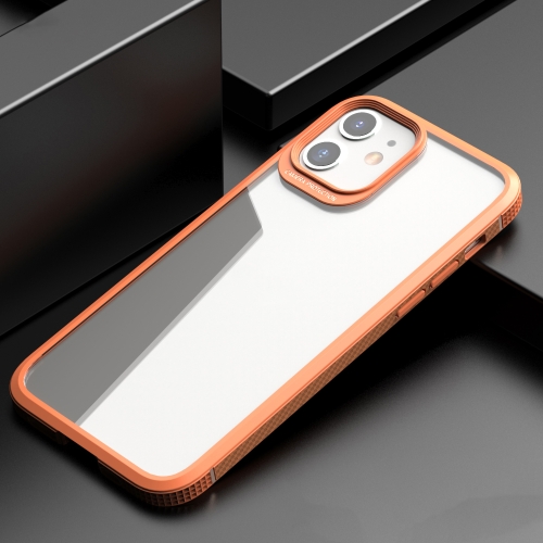 iPAKY MG Series Carbon Fiber Texture Shockproof TPU+ Transparent PC Case For iPhone 12 mini(Orange)