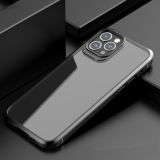 iPAKY MG Series Carbon Fiber Texture Shockproof TPU+ Transparent PC Case For iPhone 12 / 12 Pro(Black)