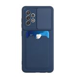For Samsung Galaxy A72 5G / 4G Sliding Camera Cover Design TPU Protective Case with Card Slot(Dark Blue)