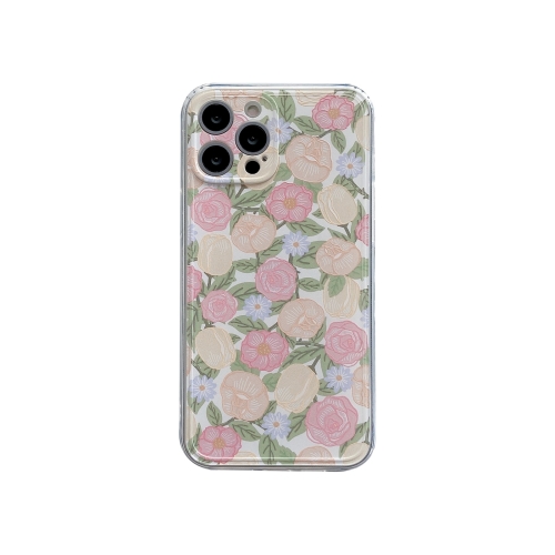 TPU Embossed + Double-sided Painting Protective Case For iPhone 11(Pink Rose)