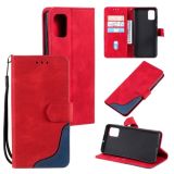 For Xiaomi Redmi Note 10 5G Three-color Stitching Calf Texture Horizontal Flip Leather Case with Holder & Card Slots & Wallet(Red)