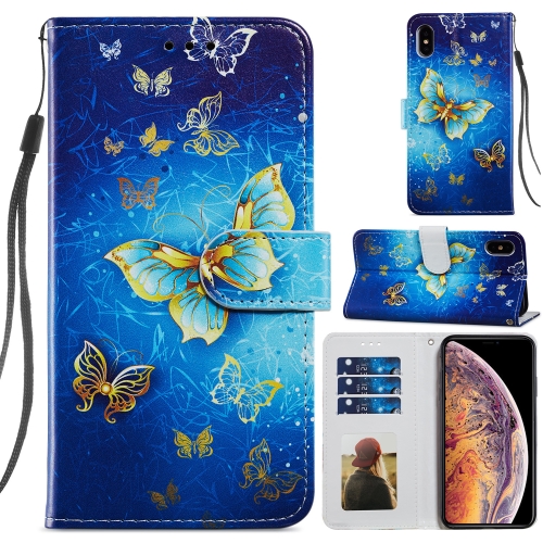 Painted Pattern Horizontal Flip Leather Case with Holder & Card Slots & Photo Frame For iPhone X / XS(Phnom Penh Butterfly)