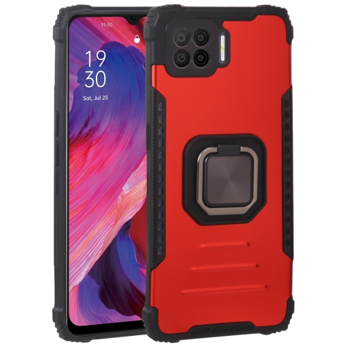 For OPPO A73 Fierce Warrior Series Armor All-inclusive Shockproof Aluminum Alloy + TPU Protective Case with Ring Holder(Red)