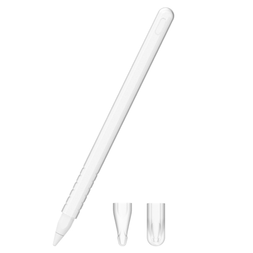 3 in 1 Pure Color Silicone Stylus Pen Protective Case Set for Apple Pencil 2(Transparent)