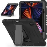 3-Layer Protection  Screen Frame + PC + Silicone Shockproof Combination Case with Holder For iPad Pro 12.9 2021(Black+Black)