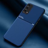 For OPPO A74 4G Classic Tilt Strip Grain Magnetic Shockproof PC + TPU Case(Blue)