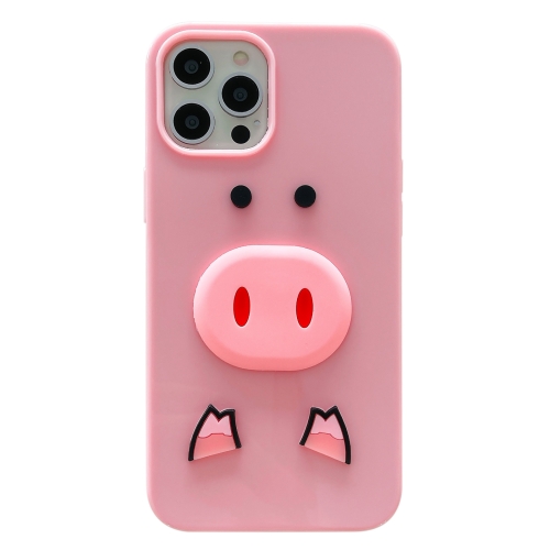 Cartoon Pig Pattern Full Coverage Shockproof Protective Case For iPhone 12 Pro / 12（Small eyes）