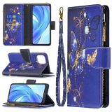 For Xiaomi Mi 11 Lite Colored Drawing Pattern Zipper Horizontal Flip Leather Case with Holder & Card Slots & Wallet(Purple Butterfly)