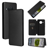 For Nokia X20 Carbon Fiber Texture Magnetic Horizontal Flip TPU + PC + PU Leather Case with Card Slot(Black)