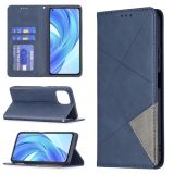 For Xiaomi Mi 11 Lite Rhombus Texture Horizontal Flip Magnetic Leather Case with Holder & Card Slots(Blue)