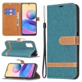 For Xiaomi Poco M3 Pro / Redmi Note 10 5G Color Matching Denim Texture Horizontal Flip Leather Case with Holder & Card Slots & Wallet & Lanyard(Green)