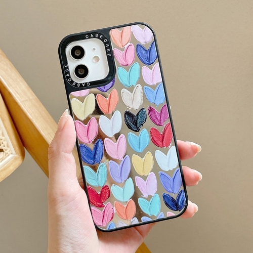 Mirror Series Colorful Hearts Pattern Protective Case For iPhone 12 / 12 Pro