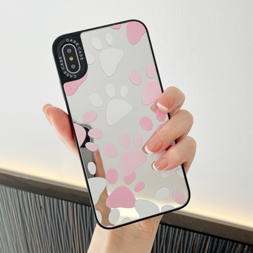 Mirror Series Pink Cute Cat Paw Prints Pattern Protective Case For iPhone XR