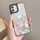 Mirror Series Pink Cute Cat Paw Prints Pattern Protective Case For iPhone 12 / 12 Pro
