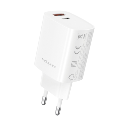 ROCK T51 30W Type-C / USB-C + USB PD Dual Ports Fast Charging Travel Charger Power Adapter