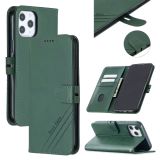 Stitching Style 2-Color Cow Texture Horizontal Flip PU Leather Case with Holder & Card Slot & Lanyard For iPhone 12 / 12 Pro(Green)