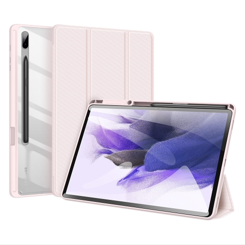 For Samsung Galaxy Tab S7 FE / S7+ DUX DUCIS TOBY Series Antiskid PU Leather + PC + TPU Horizontal Flip Case with Holder & Pen Slot & Sleep / Wake-up Function(Pink)