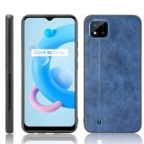 For OPPO Realme C11 2021 / Realme C20 Shockproof Sewing Cow Pattern Skin PC + PU + TPU Case(Blue)