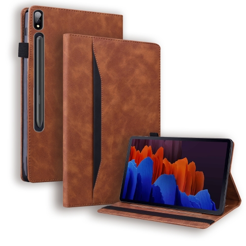 For Samsung Galaxy Tab S7+ SM-T970 / SM-T976B Business Shockproof Horizontal Flip Leather Case with Holder & Card Slots & Photo Frame & Pen Slot & Sleep / Wake-up Function(Brown)
