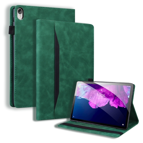 For Lenovo Tab P11 TB-J606F Business Shockproof Horizontal Flip Leather Case with Holder & Card Slots & Photo Frame & Pen Slot(Green)