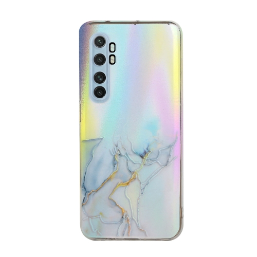 For Xiaomi Mi Note 10 Lite Laser Marble Pattern Clear TPU Shockproof Protective Case(Grey)