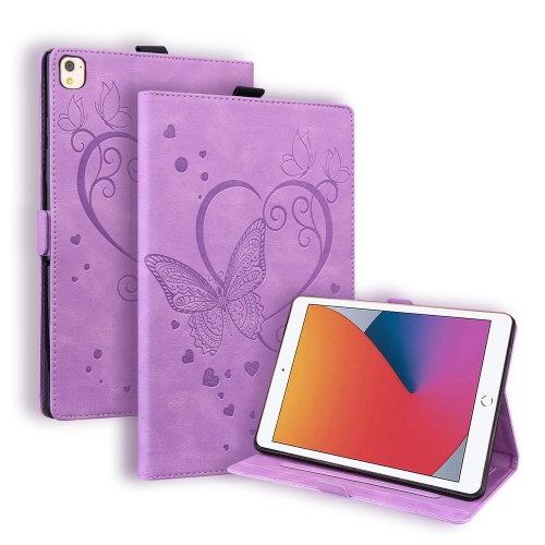 Love Butterfly Pattern Horizontal Flip Leather Case with Holder & Sleep / Wake-up Function For iPad 10.2 (2019) / Air (2019) / 10.2 (2020)(Purple)