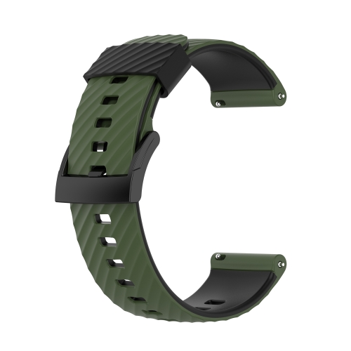 For Suunto 7 24mm Two-color Silicone Replacement Strap Watchband(Army Green Black)