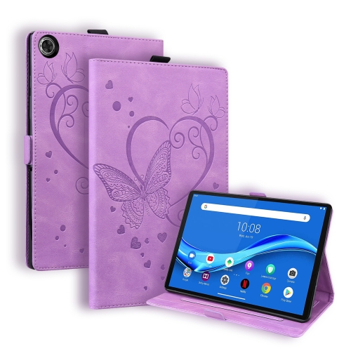 For Lenovo Tab M10 Plus TB-X606F TB-X606X Love Butterfly Pattern Horizontal Flip Leather Case with Holder(Purple)