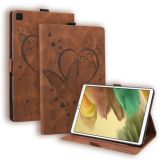 For Samsung Galaxy Tab A7 Lite T220 T225 Love Butterfly Pattern Horizontal Flip Leather Case with Holder(Brown)