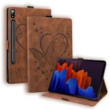 For Samsung Galaxy Tab S7 T870 SM-T875 SM-T876B Love Butterfly Pattern Horizontal Flip Leather Case with Holder(Brown)