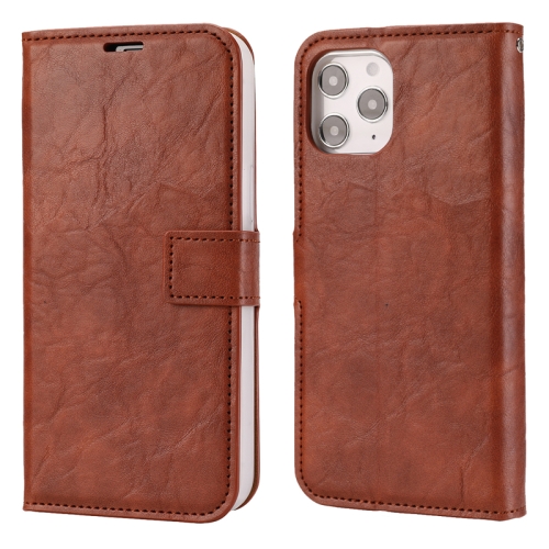 Crazy Horse Texture Detachable Magnetic Back Cover Horizontal Flip Leather Case with Holder & Card Slots & Photo Frame & Wallet For iPhone 12 Pro Max(Brown)