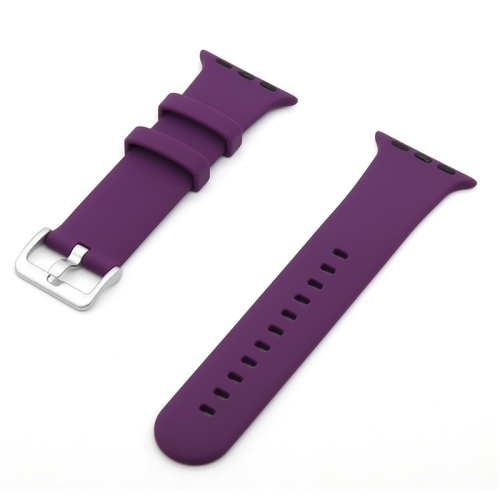 Silver Buckle Silicone Replacement Strap Watchband For Apple Watch Series 6 & SE & 5 & 4 40mm / 3 & 2 & 1 38mm(Purple)