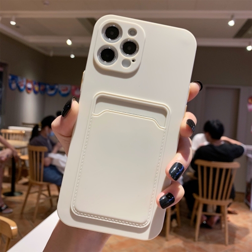 Imitation Liquid Silicone Straight Edge Shockproof Full Coverage Case with Card Slot For iPhone 12 Pro(White)