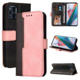 For OPPO Find X3 / X3 Pro Business Stitching-Color Horizontal Flip PU Leather Case with Holder & Card Slots & Photo Frame & Lanyard(Pink)