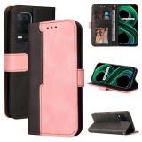 For OPPO Realme 8 5G/V13 5G/Q3 5G/Q3i 5G Business Stitching-Color Horizontal Flip PU Leather Case with Holder & Card Slots & Photo Frame & Lanyard(Pink)