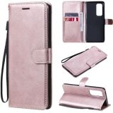 For OPPO Reno5 Pro+ 5G / Find X3 Neo Solid Color Horizontal Flip Protective Leather Case with Holder & Card Slots & Wallet & Photo Frame & Lanyard(Rose Gold)